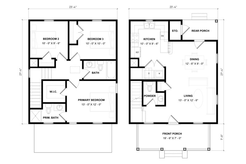 House Blueprint - Floor Plan - Main Floor for Prairie House Plan #936-56 - 3 bed, 2.5 bath