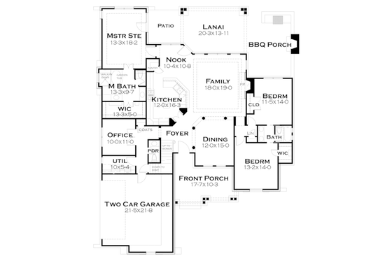 Floor Plan - Main Floor for Bungalow House Plan #120-245 - 3 bed, 2.5 bath