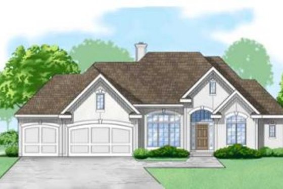 Exterior - Front Elevation for European House Plan #67-264 - 4 bed, 4 bath