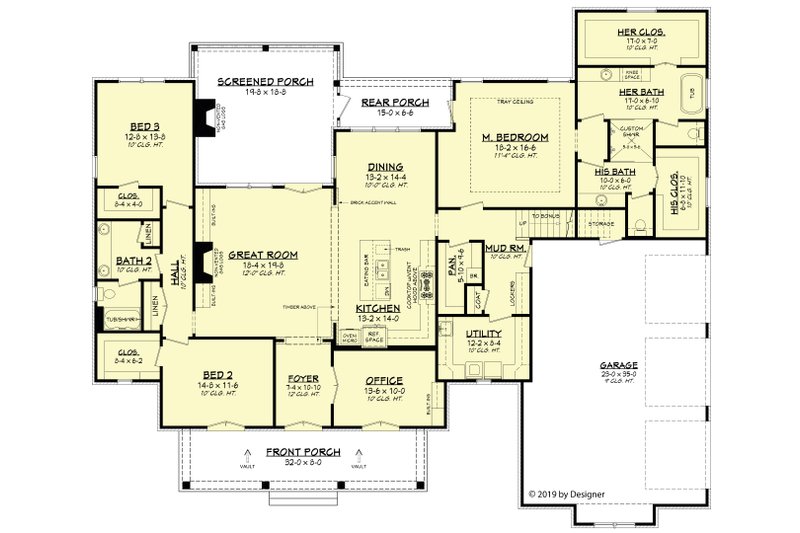Dream House Plan - Floor Plan - Main Floor for European House Plan #430-192 - 3 bed, 2 bath
