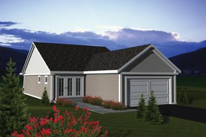 Exterior - Rear Elevation for Craftsman House Plan #70-1075 - 2 bed, 1.5 bath