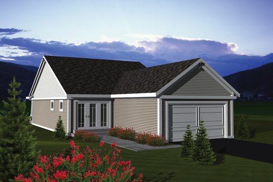 Exterior - Rear Elevation for Craftsman House Plan #70-1075 - 2 bed, 1.5 bath