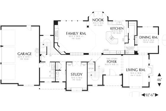 Floor Plan - Main Floor for European House Plan #48-617 - 4 bed, 3.5 bath