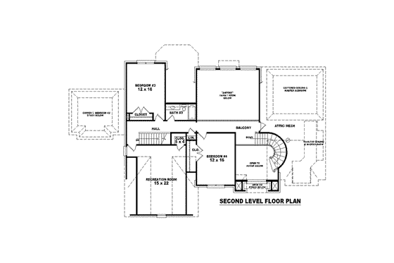 Floor Plan - Upper Floor for European House Plan #81-1600 - 3 bed, 3 bath