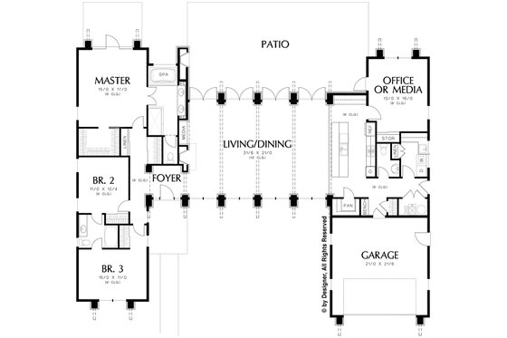 Floor Plan - Main Floor for Modern House Plan #48-476 - 3 bed, 2.5 bath