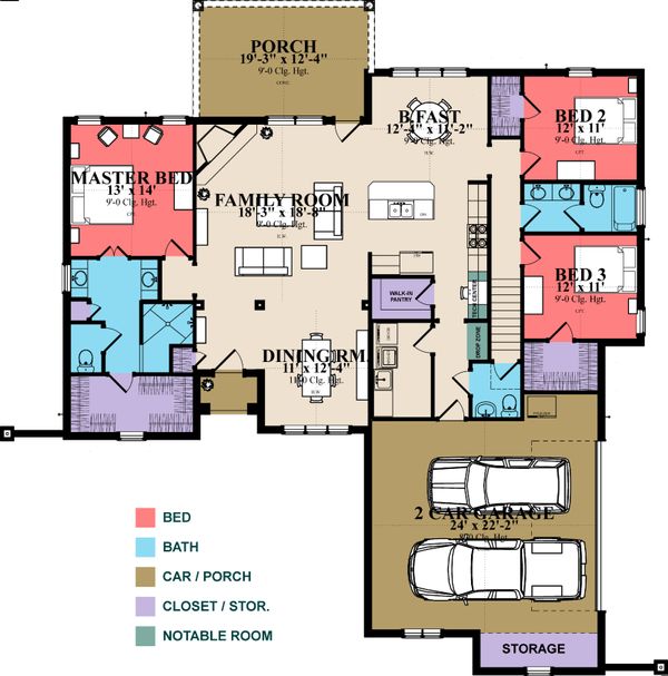 Architectural House Design - European Floor Plan - Main Floor Plan #63-348