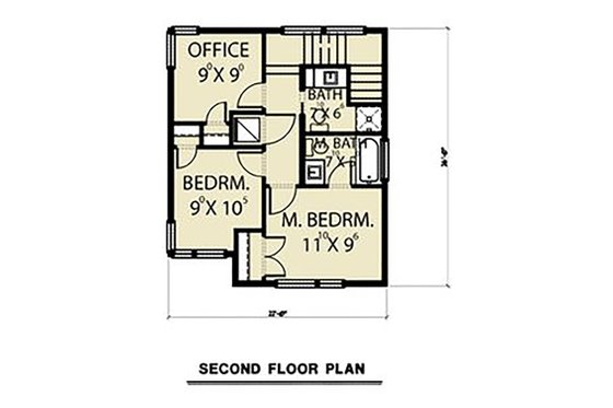 Floor Plan - Upper Floor for Contemporary House Plan #1070-66 - 2 bed, 2.5 bath