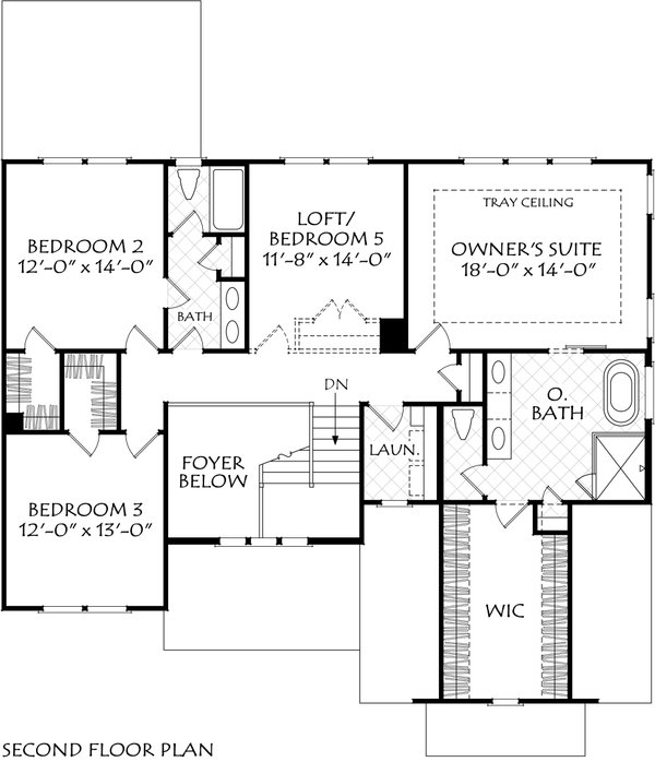 Traditional Floor Plan - Upper Floor Plan #927-1052