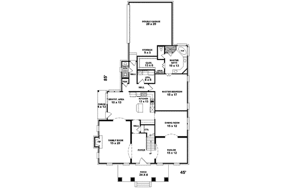 Floor Plan - Main Floor for European House Plan #81-425 - 3 bed, 2.5 bath