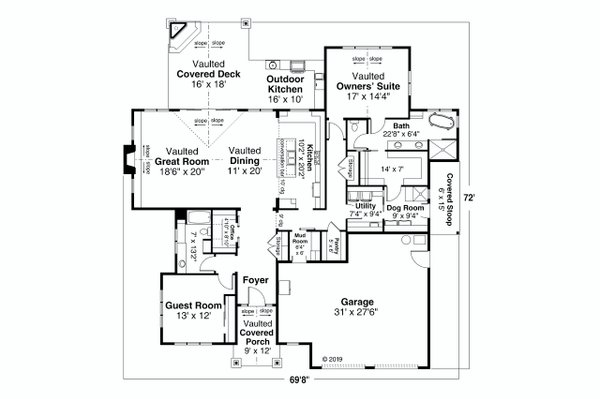 House Blueprint - Craftsman Floor Plan - Main Floor Plan #124-1256
