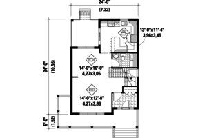 Floor Plan - Main Floor for Country House Plan #25-4338 - 3 bed, 1 bath