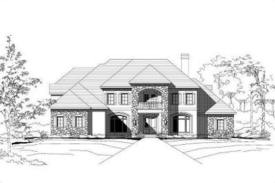 Exterior - Front Elevation for European House Plan #411-619 - 4 bed, 4.5 bath