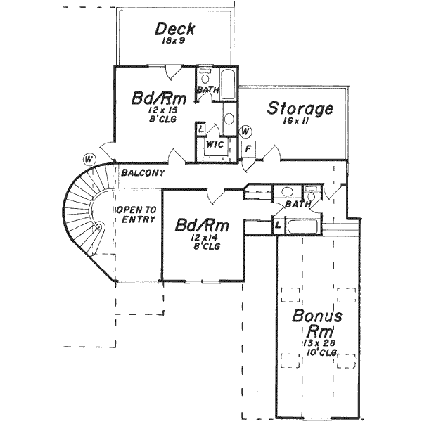 House Design - European Floor Plan - Upper Floor Plan #52-195