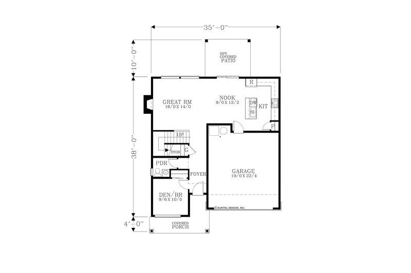 Architectural House Design - Floor Plan - Main Floor for Prairie House Plan #53-733 - 4 bed, 2.5 bath