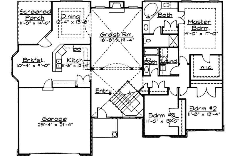 Home Plan - Floor Plan - Main Floor for Traditional House Plan #31-116 - 3 bed, 2 bath