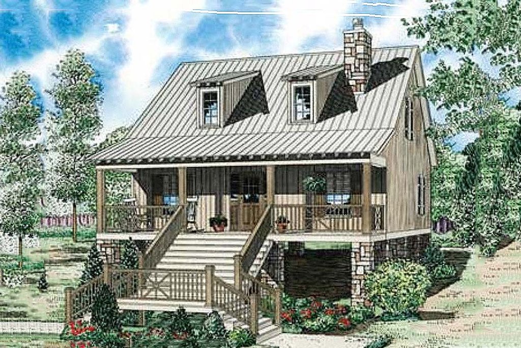 Cabin Style House Plan - 2 Beds 2 Baths 1400 Sq/Ft Plan #17-2356