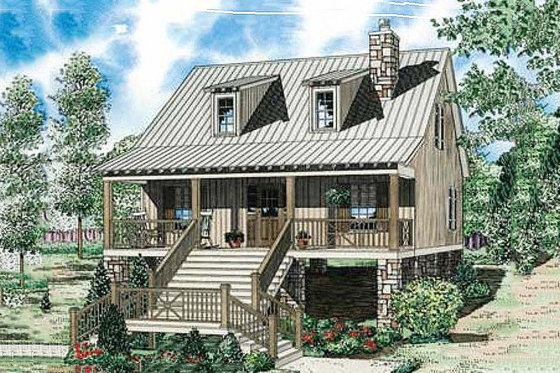 Cabin Style House Plan - 2 Beds 2 Baths 1400 Sq/Ft Plan #17-2356