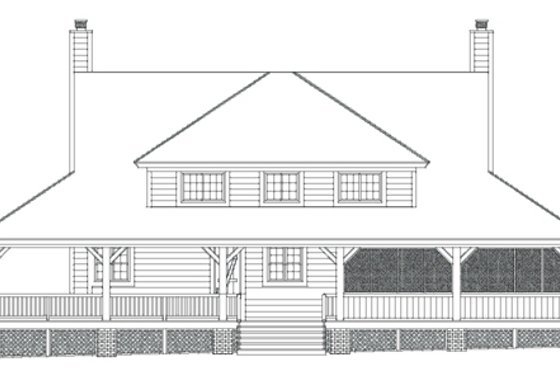 Exterior - Rear Elevation for Country House Plan #81-1410 - 3 bed, 2.5 bath