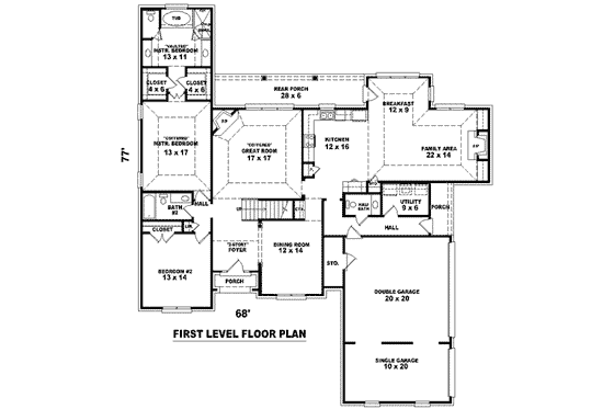 Floor Plan - Main Floor for Traditional House Plan #81-1206 - 4 bed, 3.5 bath