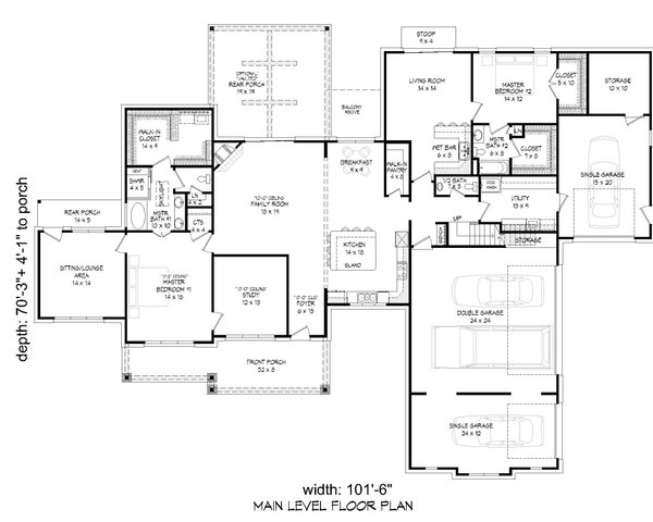 Home Plan - Traditional Floor Plan - Main Floor Plan #932-530