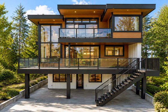 Exterior - Rear Elevation for Contemporary House Plan #1101-70 - 3 bed, 3.5 bath