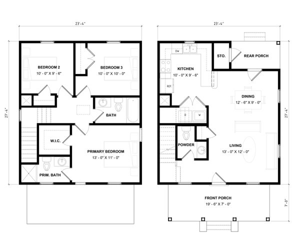 House Design - Floor Plan - Main Floor for Prairie House Plan #936-34 - 3 bed, 3 bath