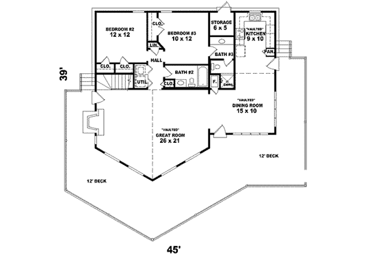 Floor Plan - Main Floor for Contemporary House Plan #81-710 - 3 bed, 3 bath