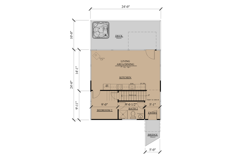 House Plan Design - Floor Plan - Main Floor for Modern House Plan #123-125 - 2 bed, 2 bath