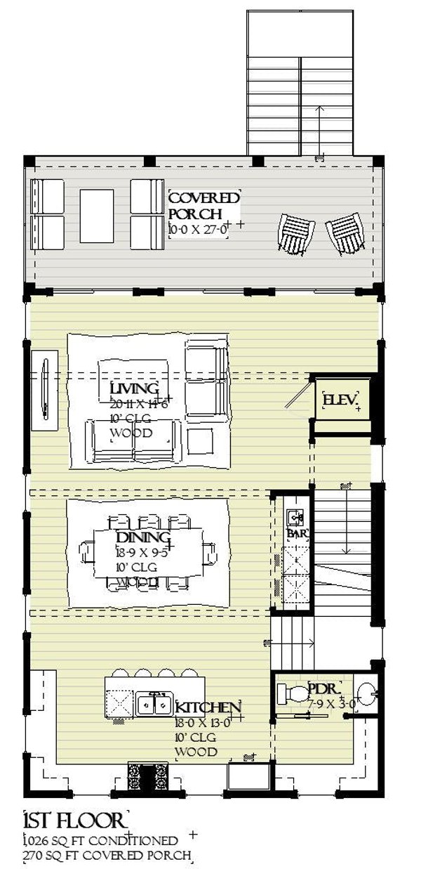 House Blueprint - Beach Floor Plan - Main Floor Plan #901-155