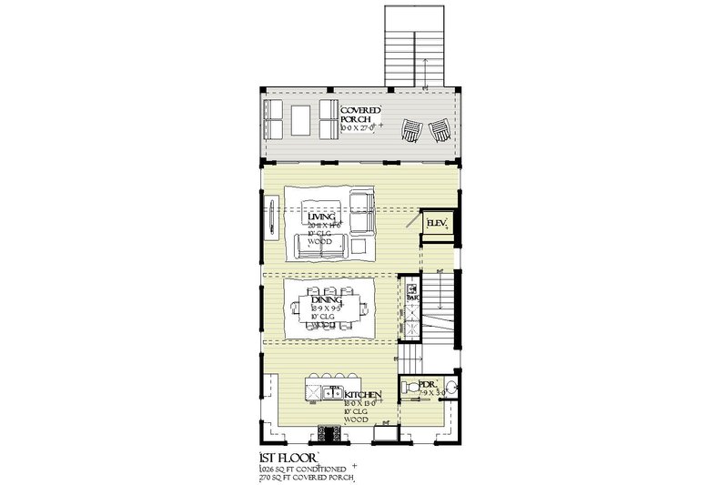 Architectural House Design - Floor Plan - Main Floor for Beach House Plan #901-155 - 5 bed, 5.5 bath