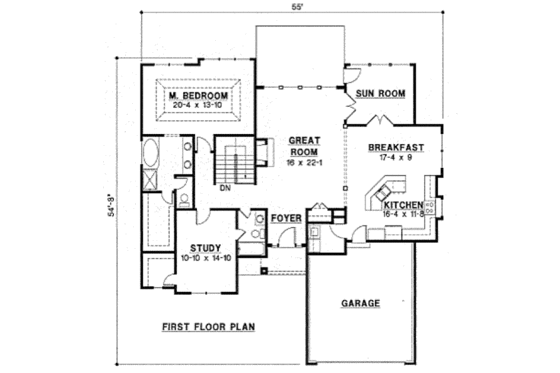 Floor Plan - Main Floor for Traditional House Plan #67-764 - 4 bed, 3 bath