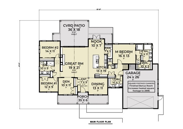 Architectural House Design - Farmhouse Floor Plan - Main Floor Plan #1070-141