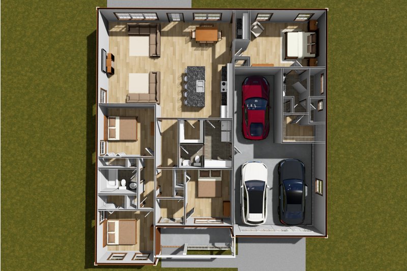House Blueprint - Floor Plan - Main Floor 1 for Cottage House Plan #513-2362 - 4 bed, 2.5 bath