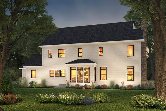 Exterior - Rear Elevation 1 for Farmhouse House Plan #497-44 - 3 bed, 2.5 bath