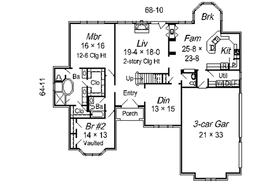 Floor Plan - Main Floor for European House Plan #329-299 - 4 bed, 3.5 bath