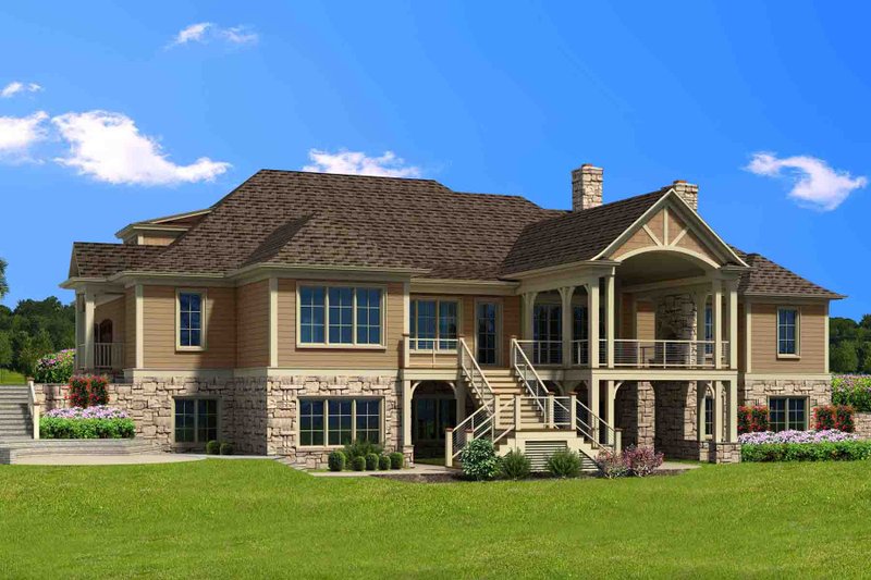 Dream House Plan - Exterior - Rear Elevation 1 for Traditional House Plan #1054-21 - 4 bed, 5.5 bath