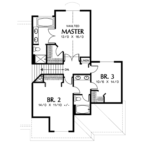 Traditional Floor Plan - Upper Floor Plan #48-202