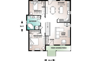 Floor Plan - Main Floor for Farmhouse House Plan #23-692 - 2 bed, 1 bath