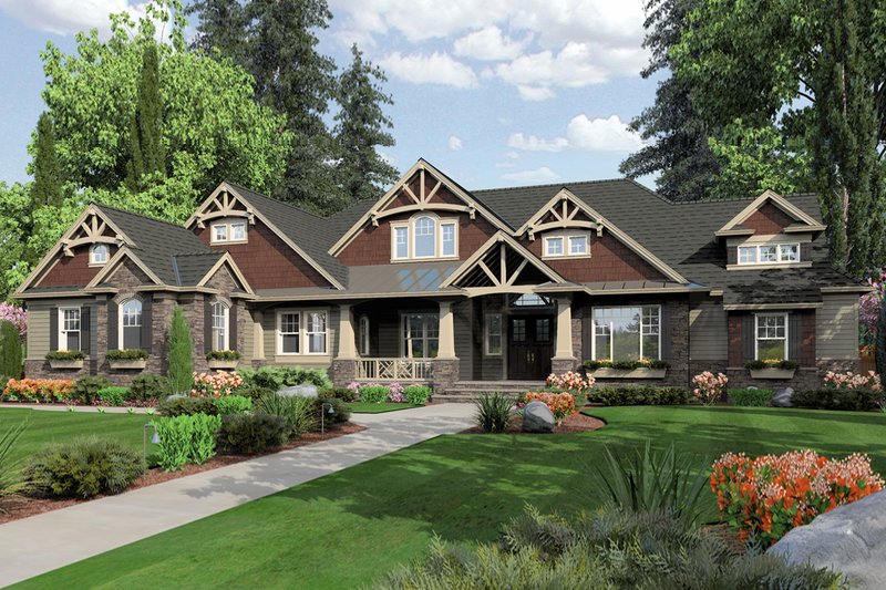 House Blueprint - Craftsman Exterior - Front Elevation Plan #132-208