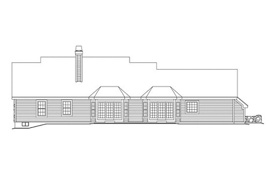 Exterior - Rear Elevation for Country House Plan #57-323 - 3 bed, 3.5 bath