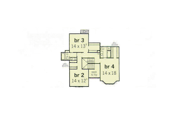 Floor Plan - Upper Floor for European House Plan #16-224 - 4 bed, 4.5 bath