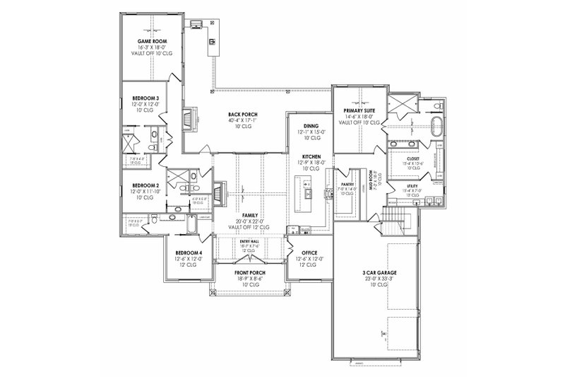 House Plan Design - Floor Plan - Main Floor for European House Plan #1096-145 - 4 bed, 4.5 bath