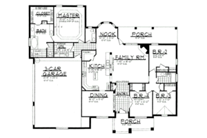 Floor Plan - Main Floor for European House Plan #62-128 - 4 bed, 2.5 bath