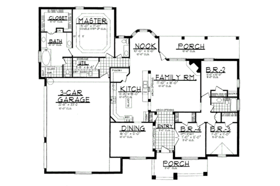 Floor Plan - Main Floor for European House Plan #62-128 - 4 bed, 2.5 bath