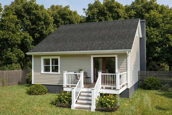 Exterior - Rear Elevation for Traditional House Plan #79-161 - 3 bed, 2 bath
