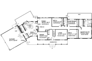 Floor Plan - Main Floor for Ranch House Plan #60-169 - 4 bed, 2.5 bath