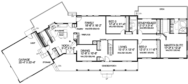 House Design - Ranch Floor Plan - Main Floor Plan #60-169