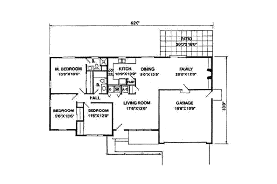 Floor Plan - Main Floor for Ranch House Plan #116-154 - 3 bed, 2 bath
