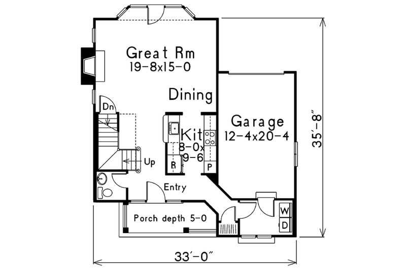 Dream House Plan - Floor Plan - Main Floor for Cottage House Plan #57-153 - 2 bed, 3 bath