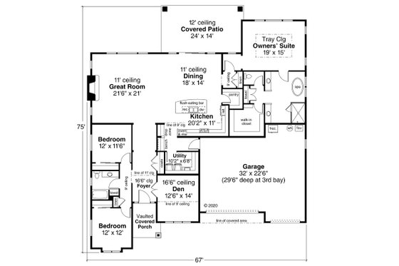 Floor Plan - Main Floor for Contemporary House Plan #124-1257 - 3 bed, 2 bath